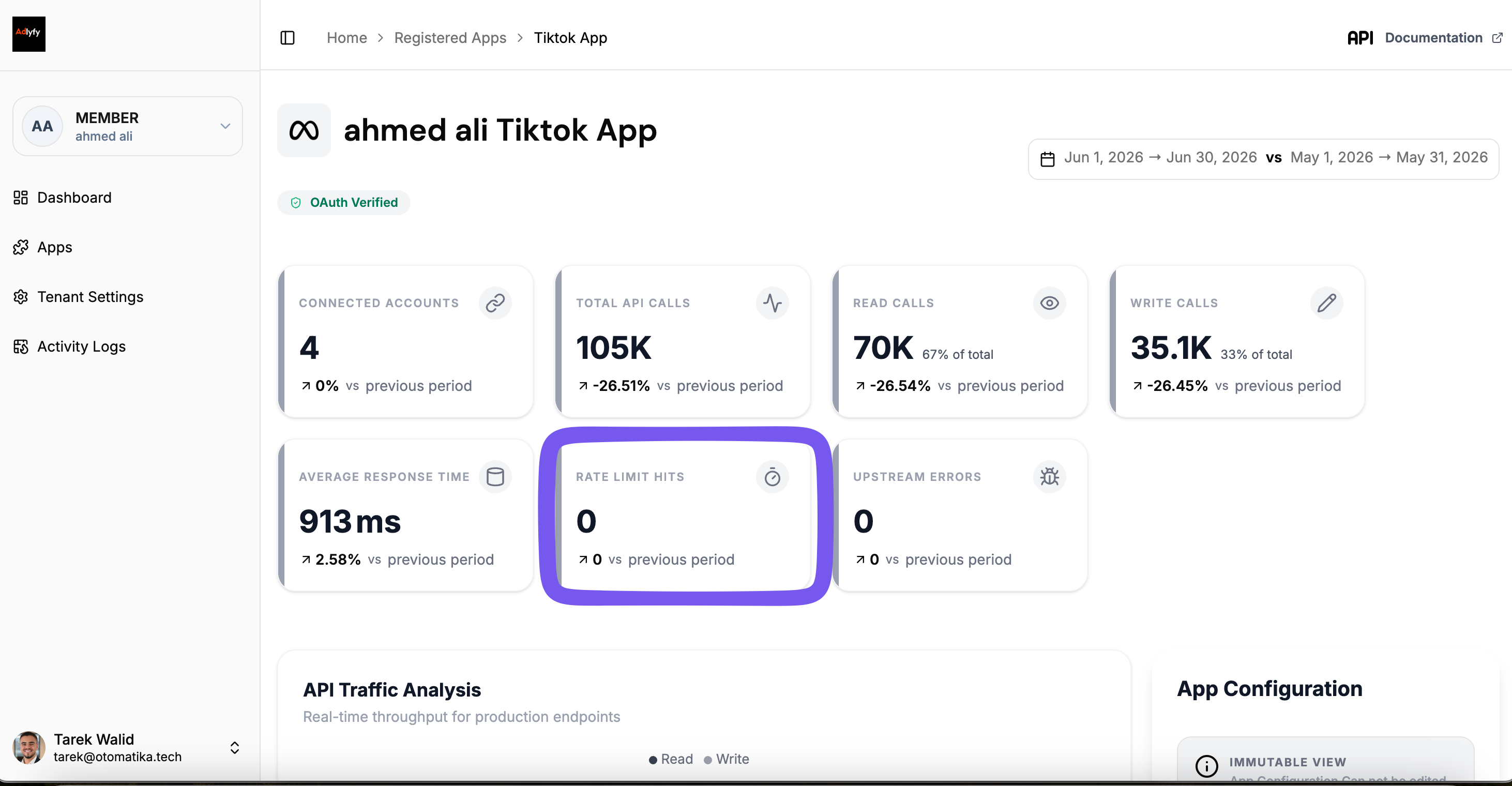 Rate-limit tracking