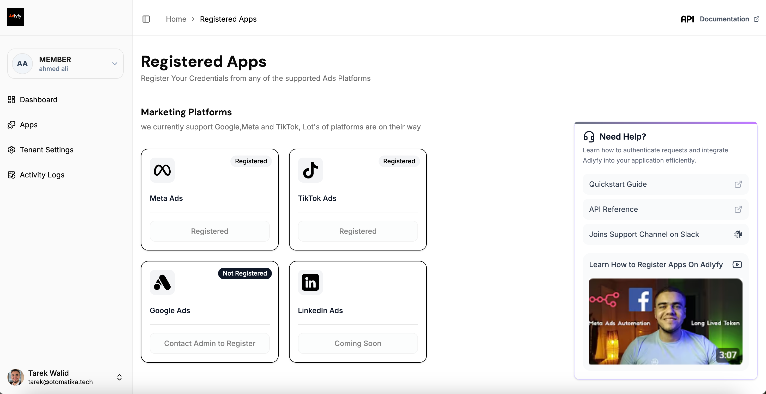 Register platform apps